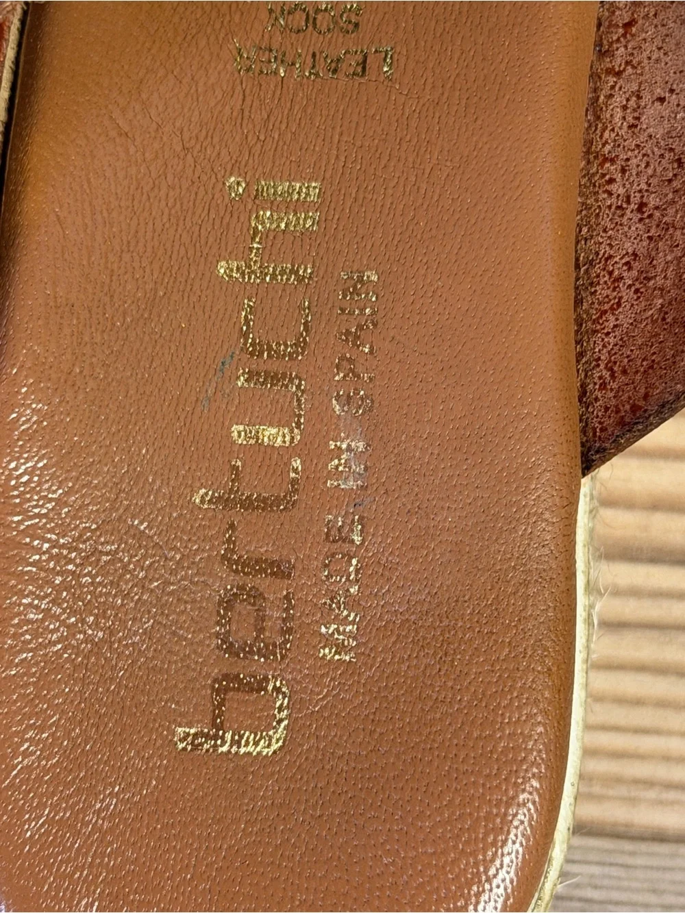 Bertuchi Spain Leather Cross-Band Wedge Sandals Womens Size 8 Brown Slide Mules